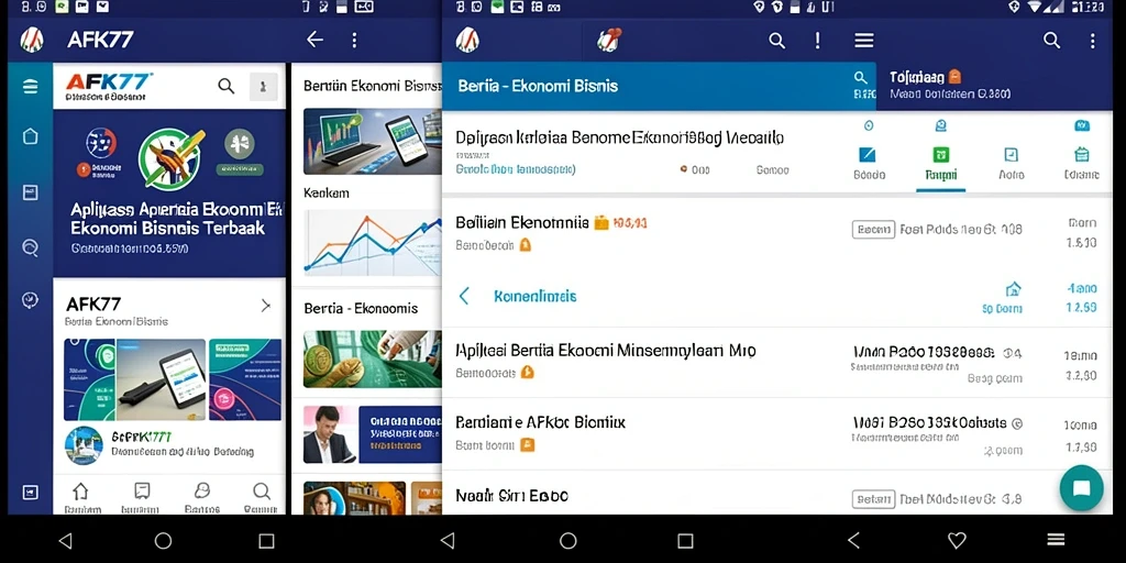 Tampilan antarmuka pengguna aplikasi AFK77 dengan fitur berita ekonomi.