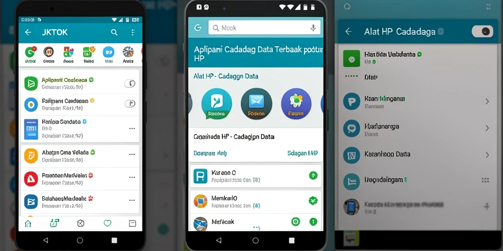 Antarmuka utama JKTOK dengan fitur cadangan data yang mudah digunakan.