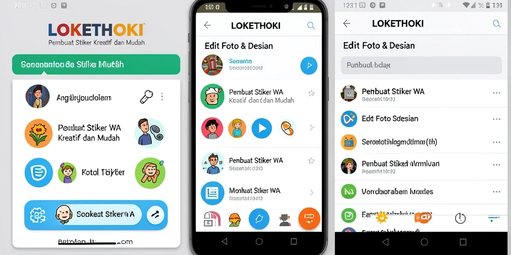 Antarmuka LOKETHOKI untuk membuat stiker WA yang menarik.