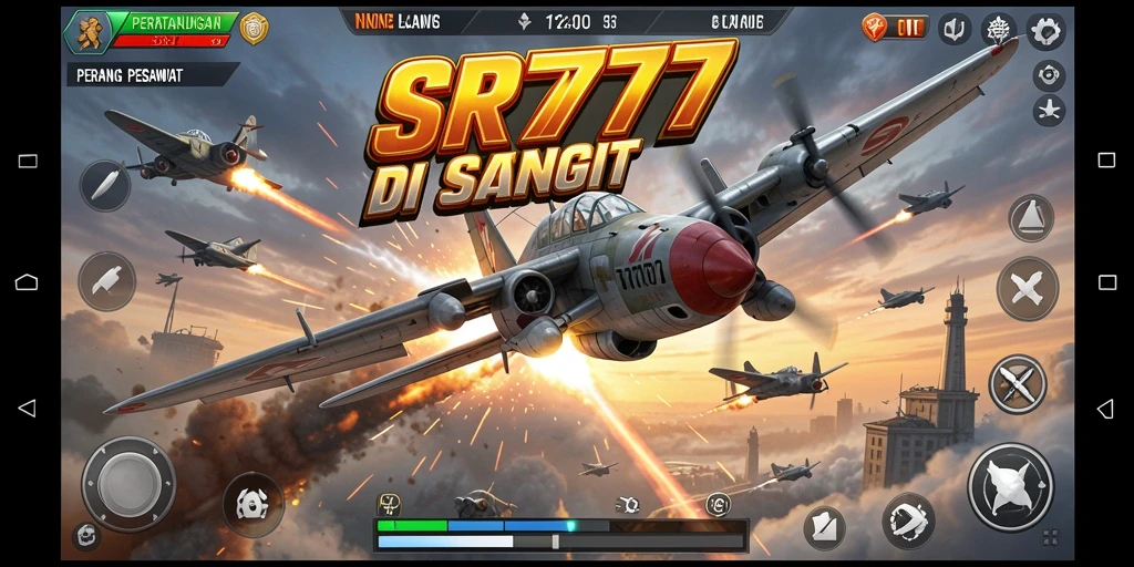 Tampilan antarmuka utama SR777 yang menampilkan misi Perang Pesawat.