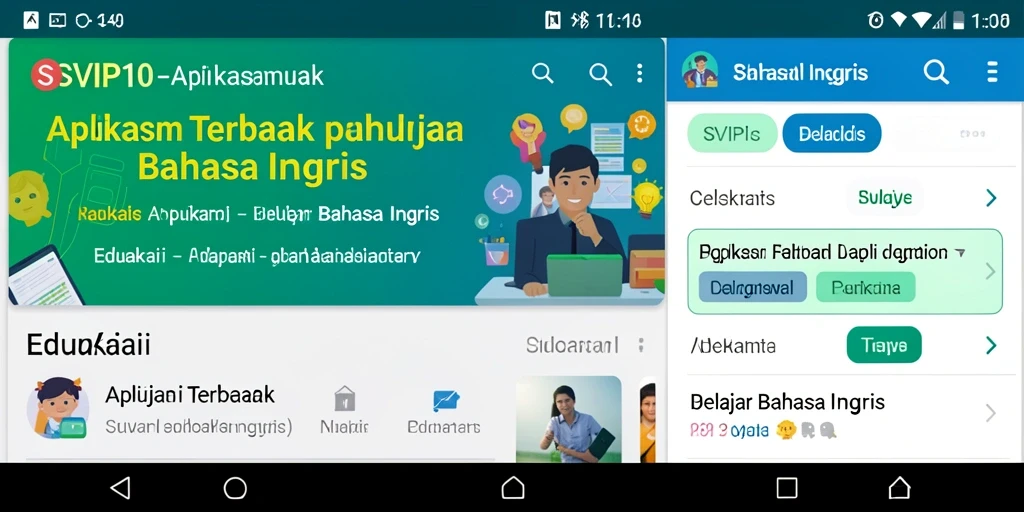 Antarmuka aplikasi SVIP10 untuk belajar bahasa Inggris.